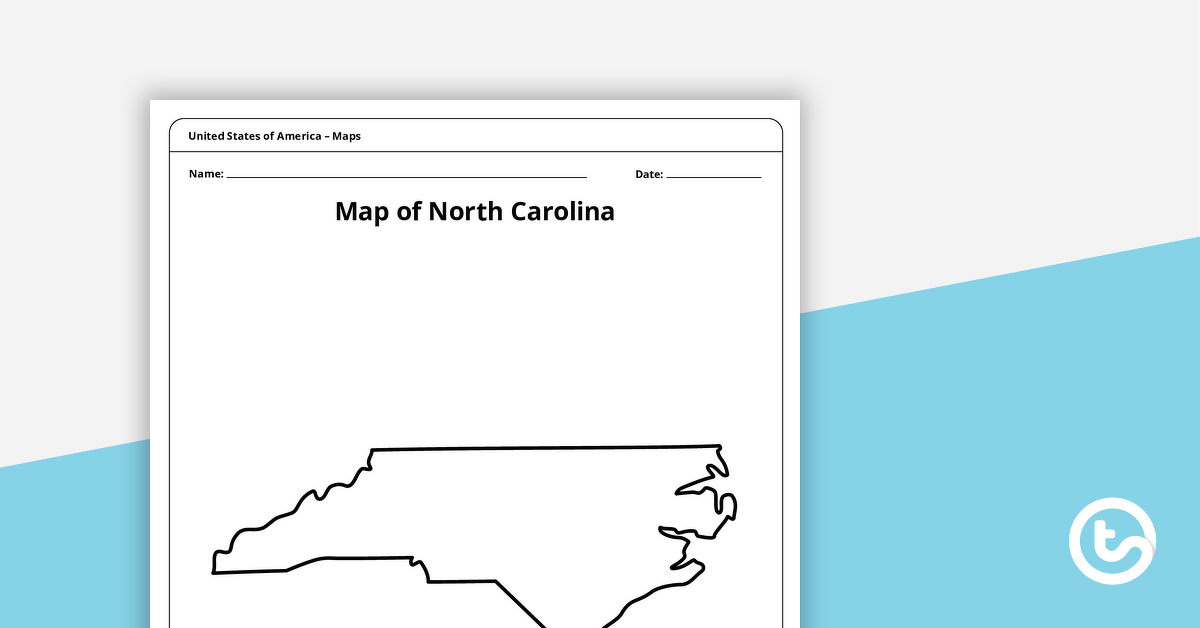 北卡罗来纳州模板地图的预览图像-教学资源