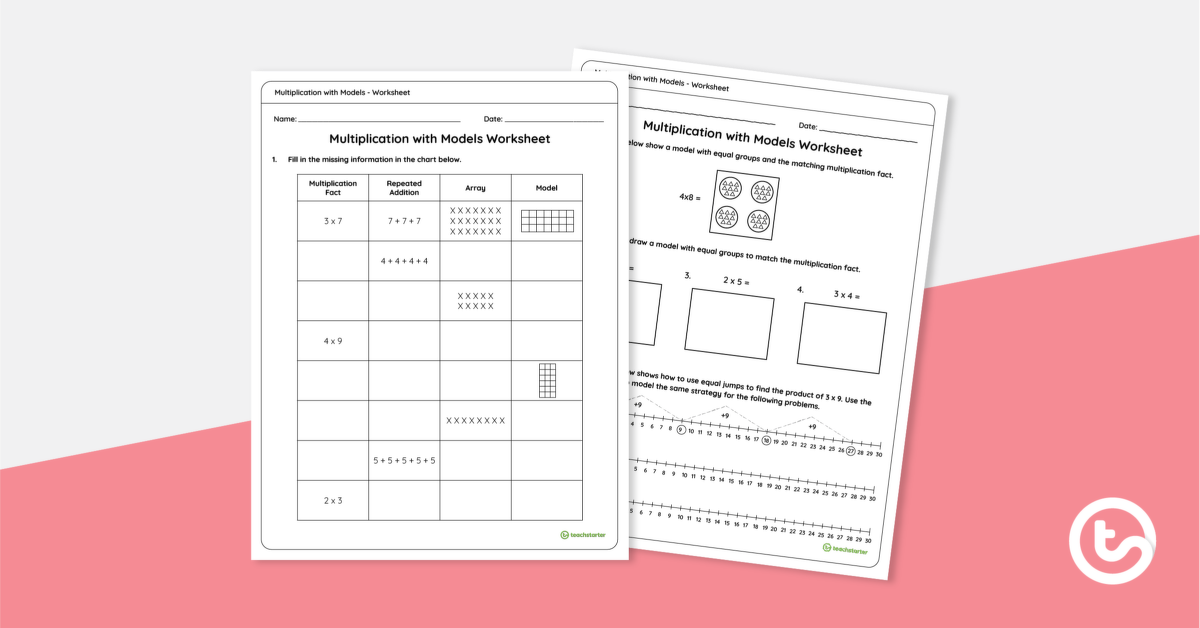 Preview image for Multiplication with Models Worksheet - teaching resource