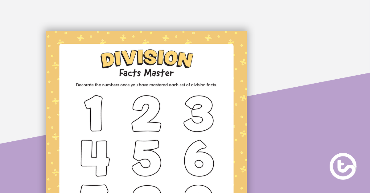 Preview image for Division Facts Master - teaching resource