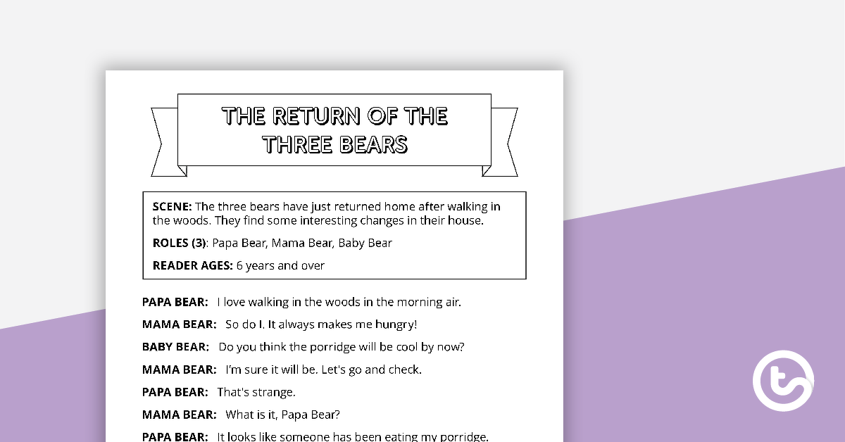 预览图像为读者剧场脚本——三只熊的回归——教学资源