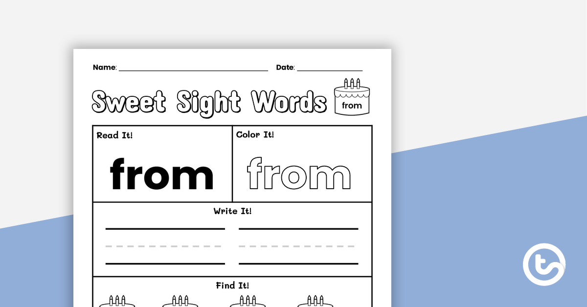 Preview image for Sweet Sight Words Worksheet - FROM - teaching resource