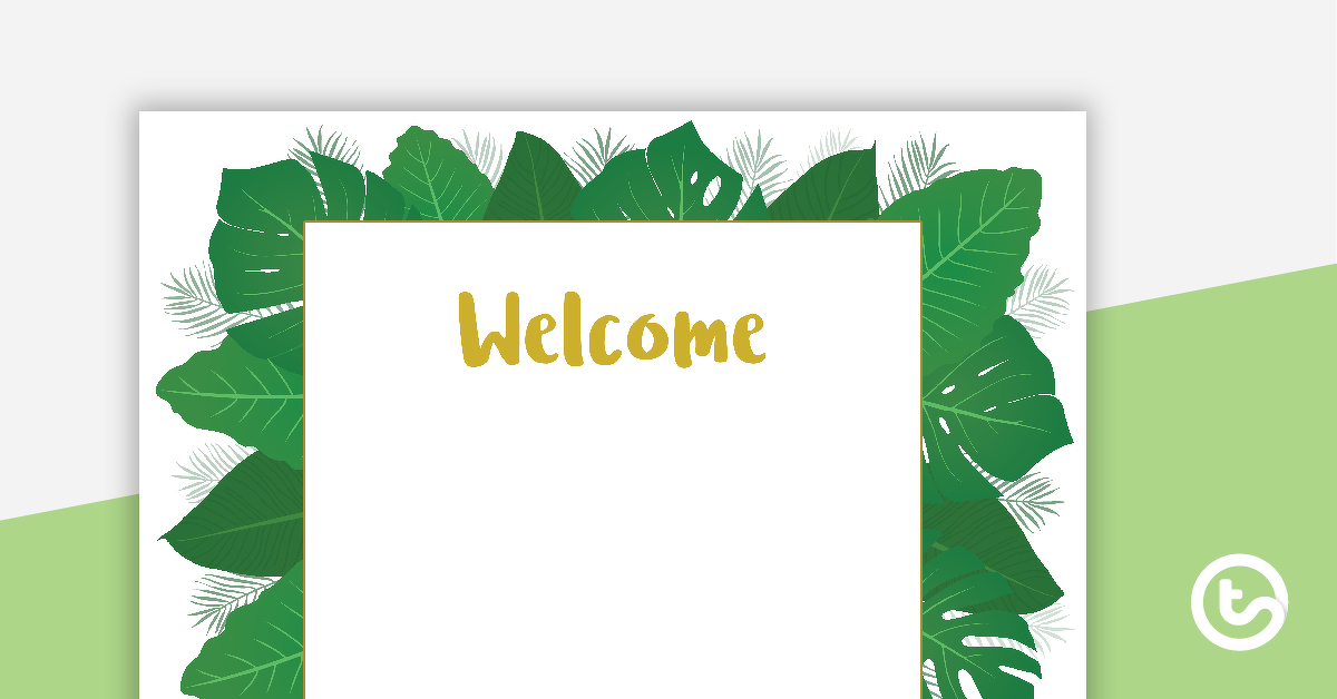 Preview image for Lush Leaves White - Welcome Sign and Name Tags - teaching resource