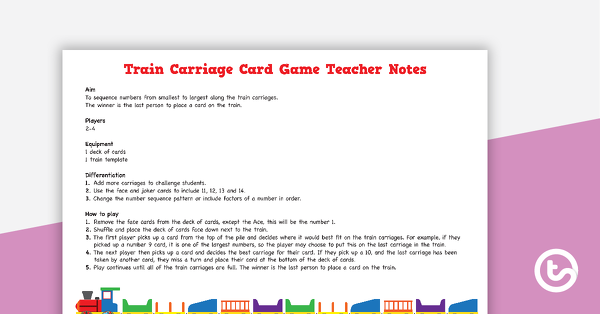 火车卡片游戏的缩略图 - 教学资源