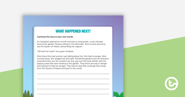 Thumbnail of What Happened Next? Alice in Wonderland Writing Template - teaching resource