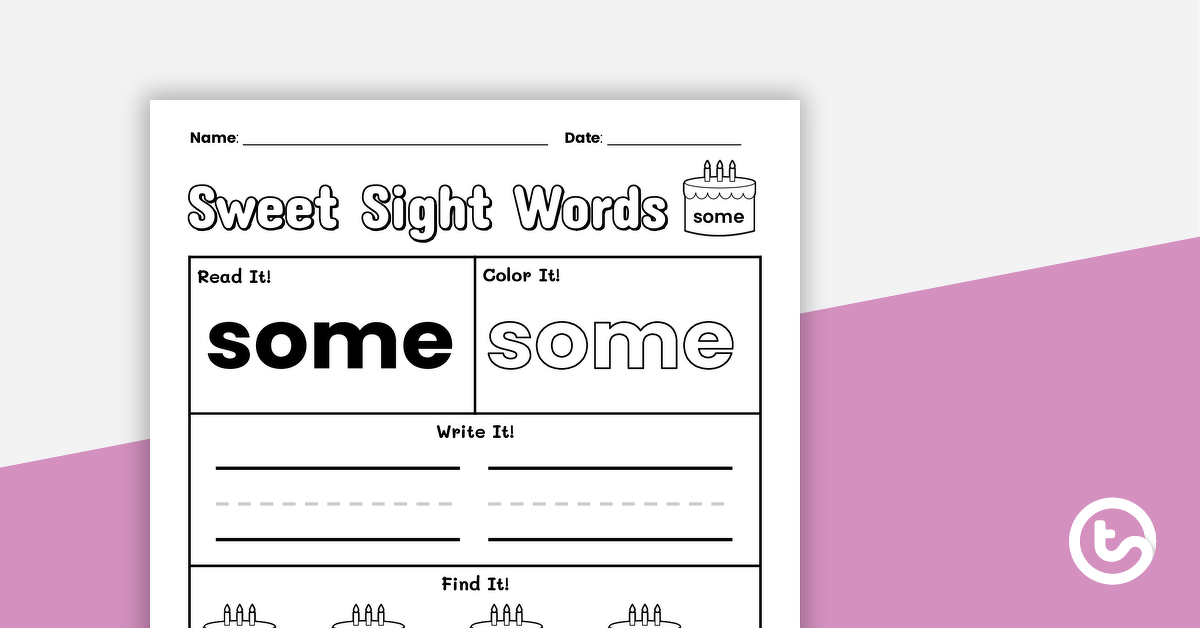 Preview image for Sweet Sight Words Worksheet - SOME - teaching resource