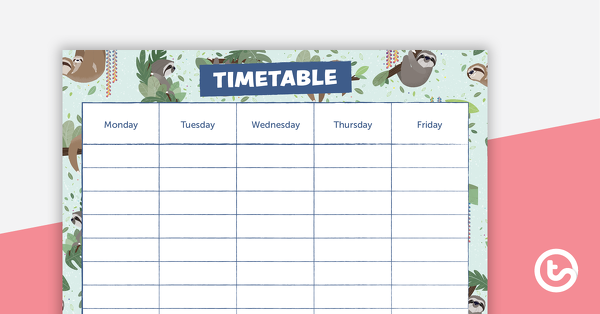 Preview image for Sloths – Weekly Timetable - teaching resource
