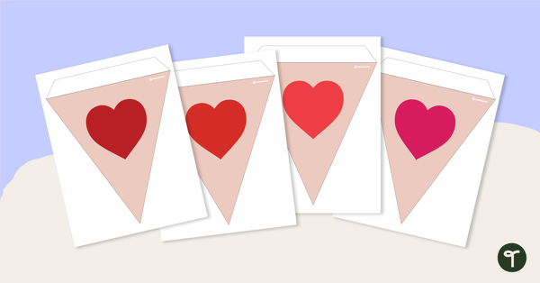 Preview image for Decorative Pennant Banner – Love Hearts - teaching resource