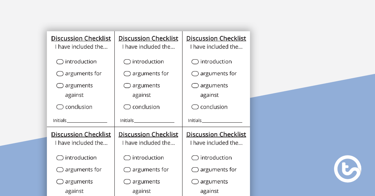 Preview image for Discussion Writing Checklist - teaching resource