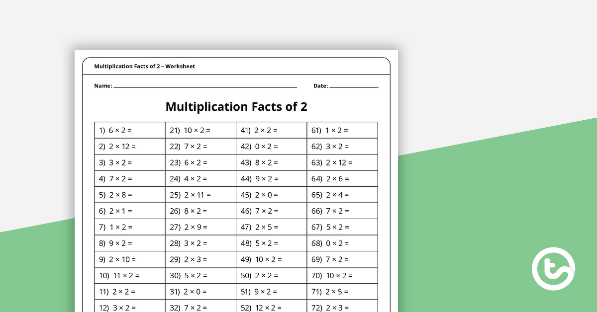 Preview image for Multiplication and Division Speed Drill Worksheets – Facts of 2 - teaching resource