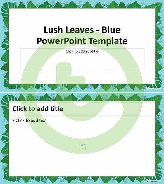 Preview image for Lush Leaves Blue – PowerPoint Template - teaching resource