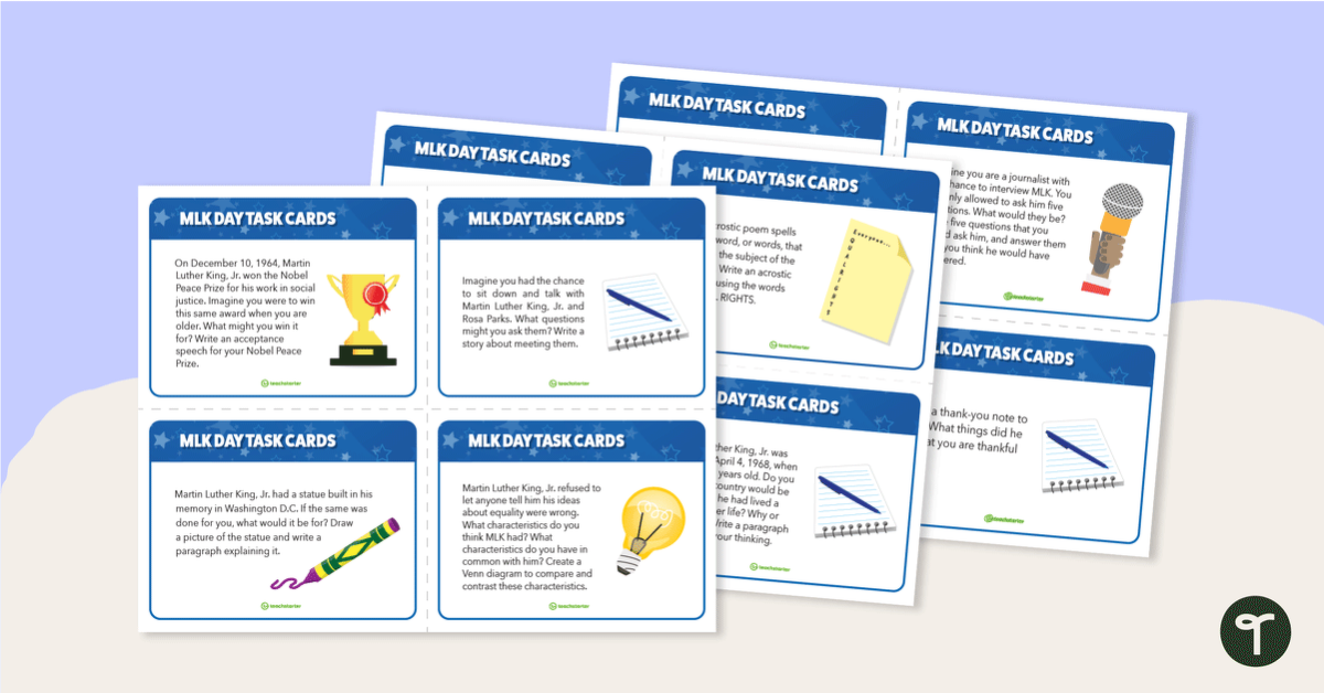 Preview image for MLK Day Task Cards - teaching resource