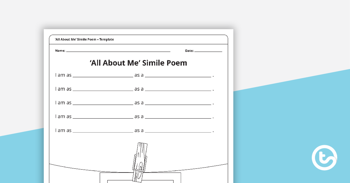 Preview image for All About Me! - Simile Poem Template - teaching resource