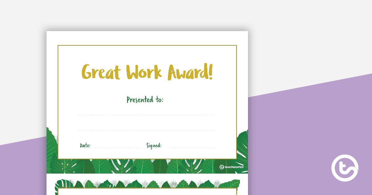 Preview image for Lush Leaves White - Award Certificate - teaching resource