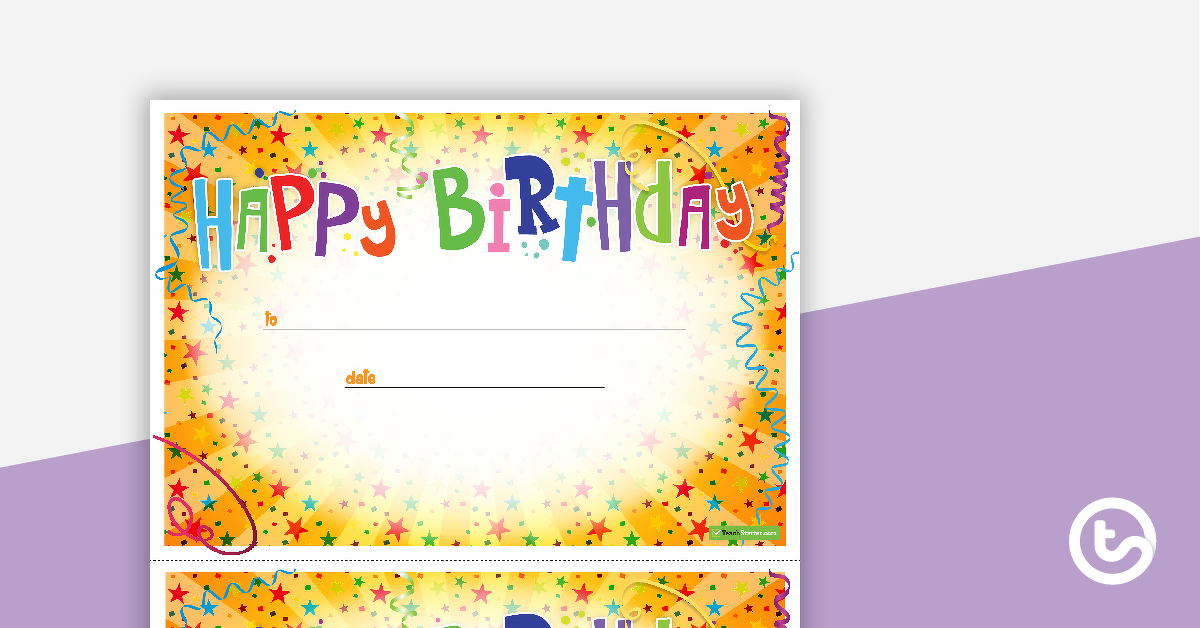 Preview image for Happy Birthday Certificate - teaching resource