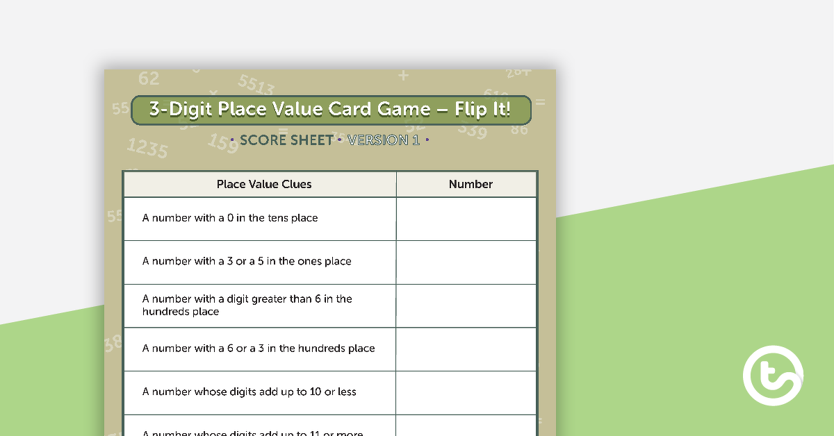 Preview image for 3-Digit Place Value Card Game - Flip It! - teaching resource