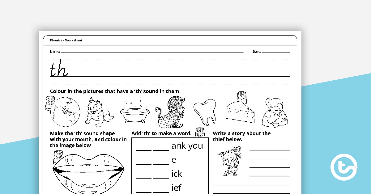 Preview image for Digraph Worksheet - th - teaching resource