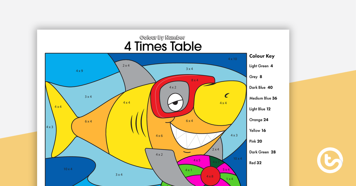 Preview image for Colour By Number Worksheet - 4 Times Tables - teaching resource
