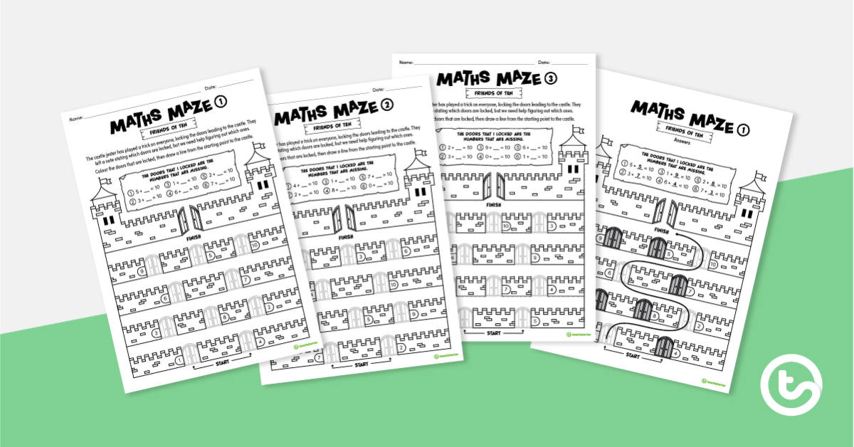 Preview image for Maths Mazes (Friends of Ten) - teaching resource