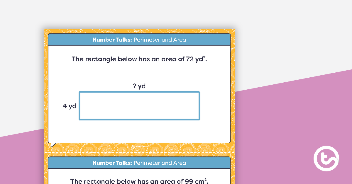 Preview image for Number Talks - Perimeter and Area Task Cards - teaching resource