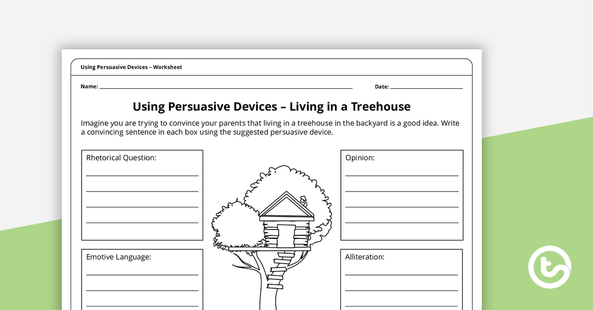 Preview image for Using Persuasive Devices – Living in a Treehouse - teaching resource