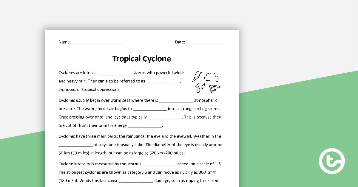 热带旋风渗透工作表的预览图像 - 教学资源