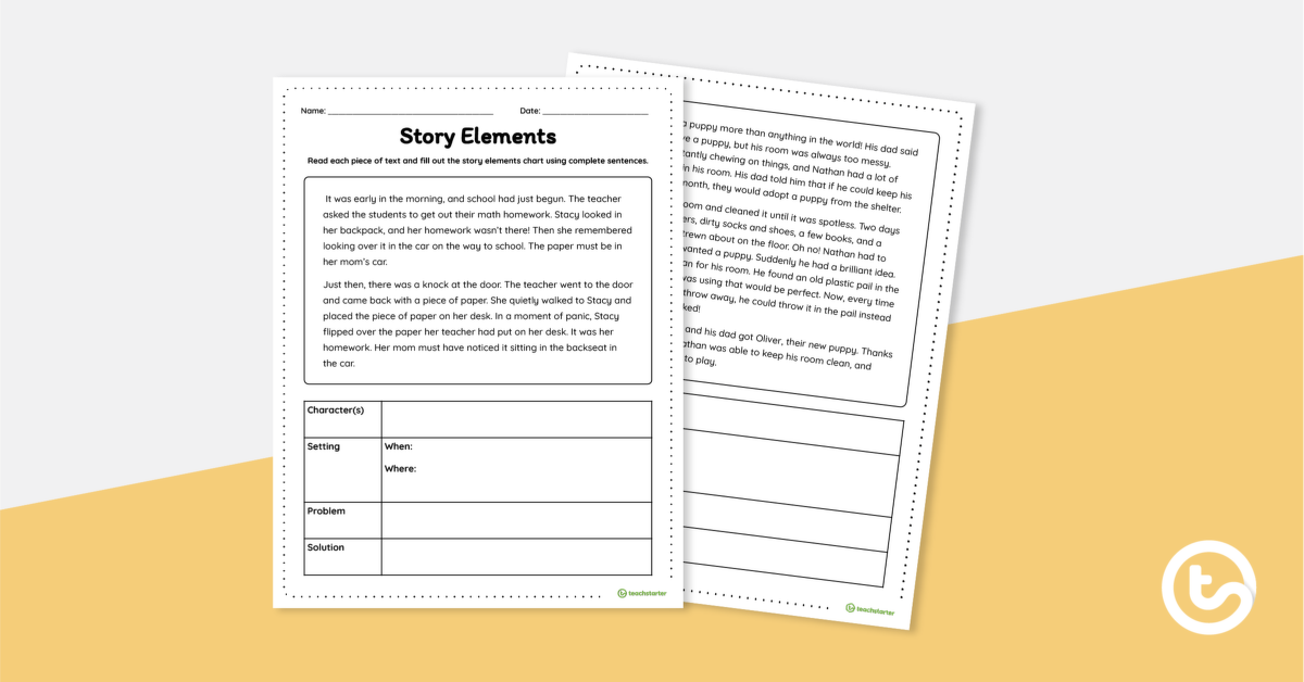 Preview image for Story Elements Worksheet - teaching resource