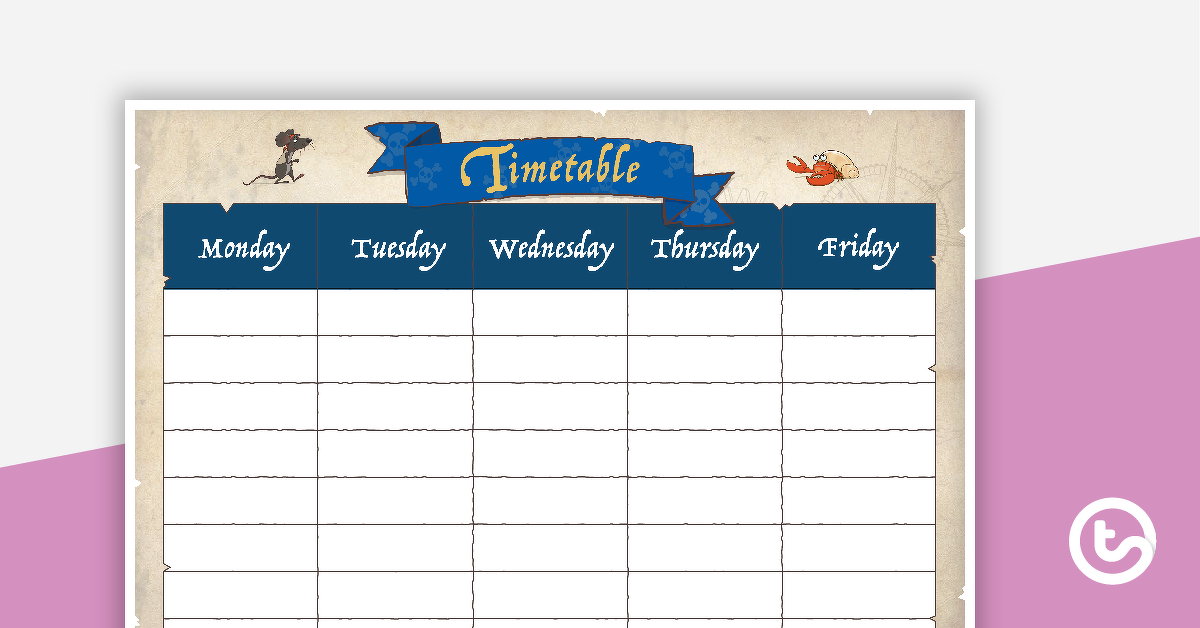 预览图像Pirates - Weekly Timetable - teaching resource