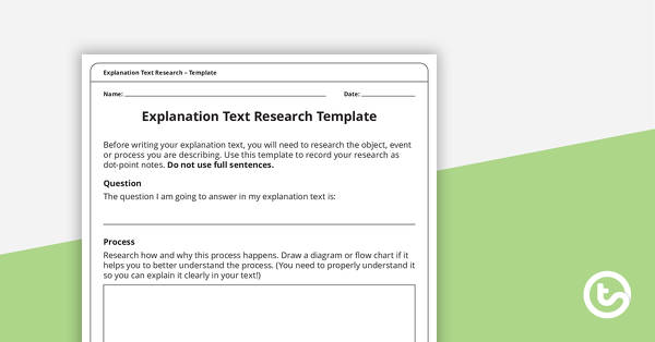 Thumbnail of Explanation Text Research Template - teaching resource
