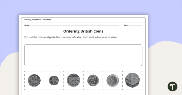 预览映像订购英国硬币 - 工作表 - 教学资源
