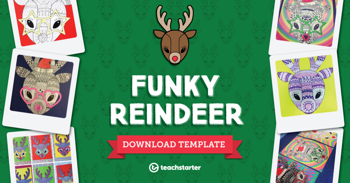 Preview image for Funky Reindeer Craft Template - teaching resource