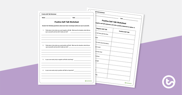 Preview image for Positive Self-Talk Worksheet - teaching resource