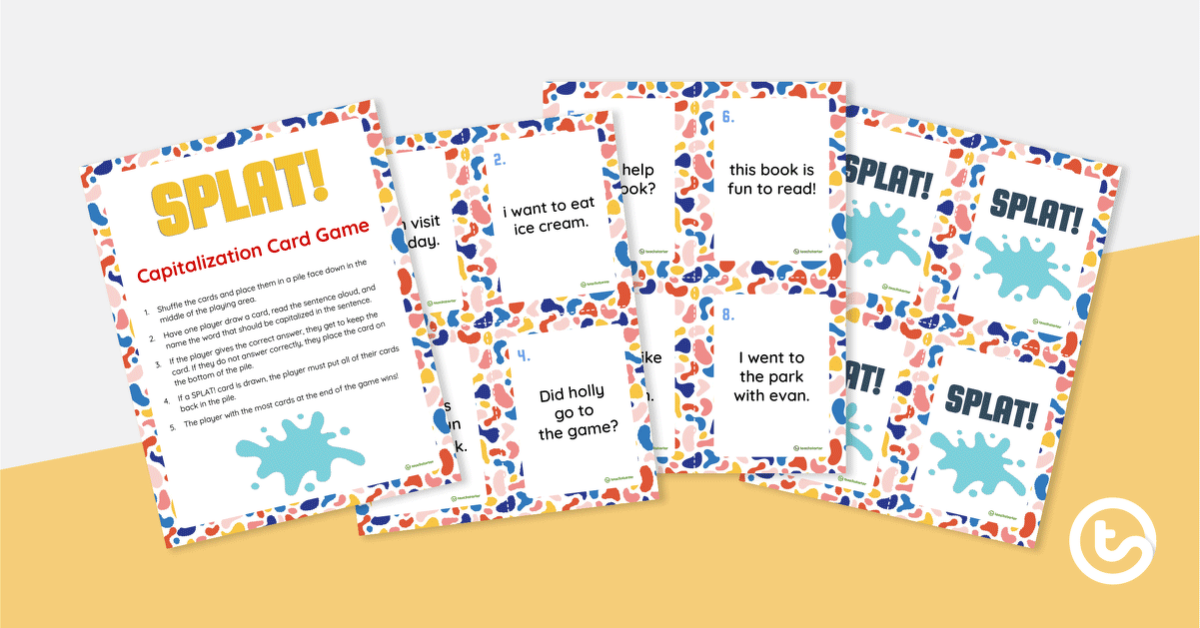 预览Splat的图像！Capitalization Card Game - teaching resource