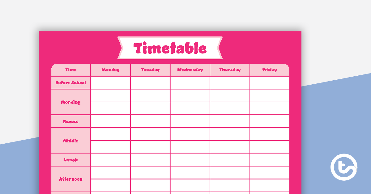 普通粉色预览图像 - 时间表策划 - 教学资源