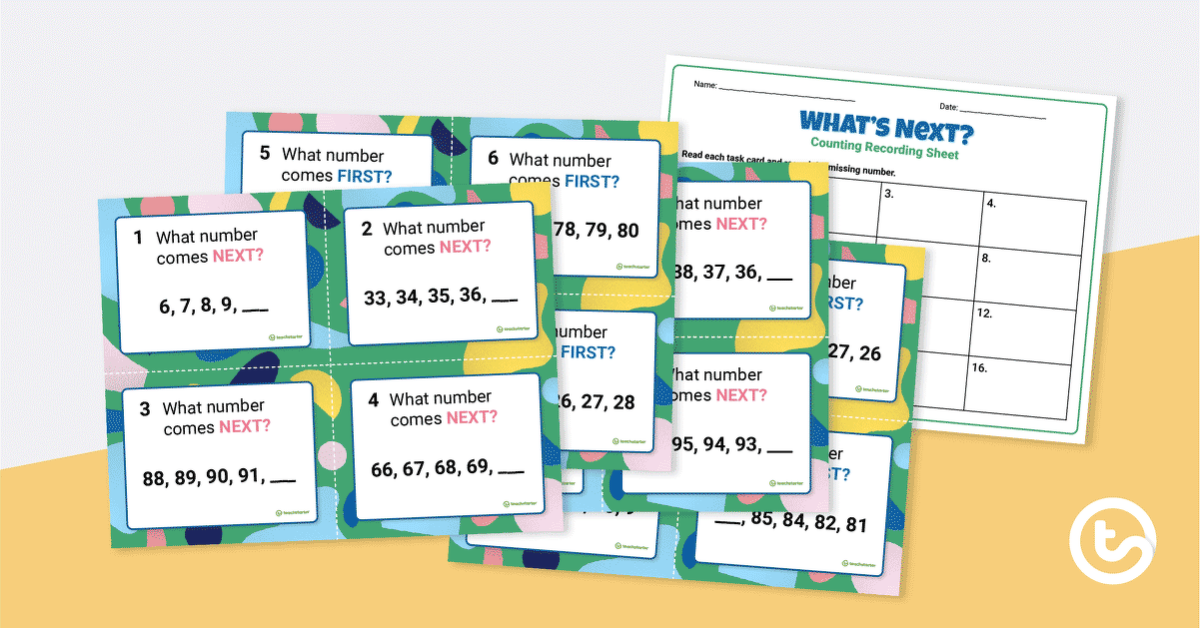 Preview image for What's Next? - Counting Task Cards - teaching resource