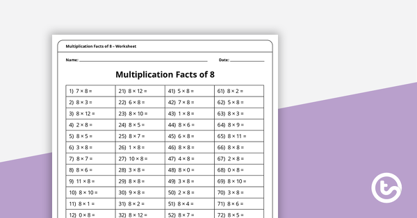 Preview image for Multiplication and Division Speed Drill Worksheets – Facts of 8 - teaching resource