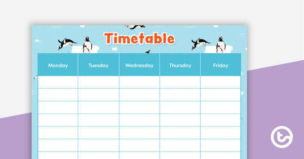 预览图像的企鹅——每周的时间表——教学资源