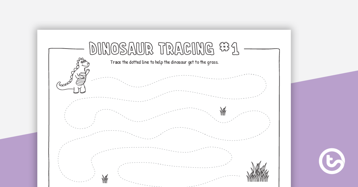 预览图像为5 x精细的运动技能-恐龙跟踪页面-教学资源