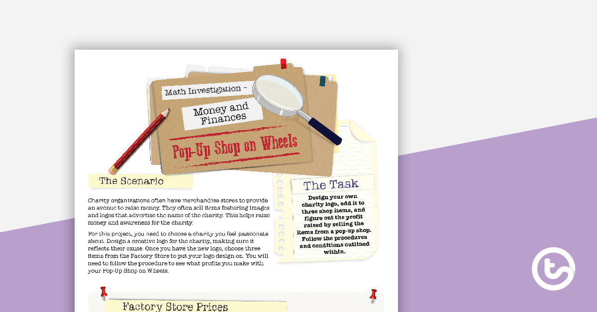 Preview image for Financial Literacy Math Investigation – Pop–Up Shop on Wheels - teaching resource