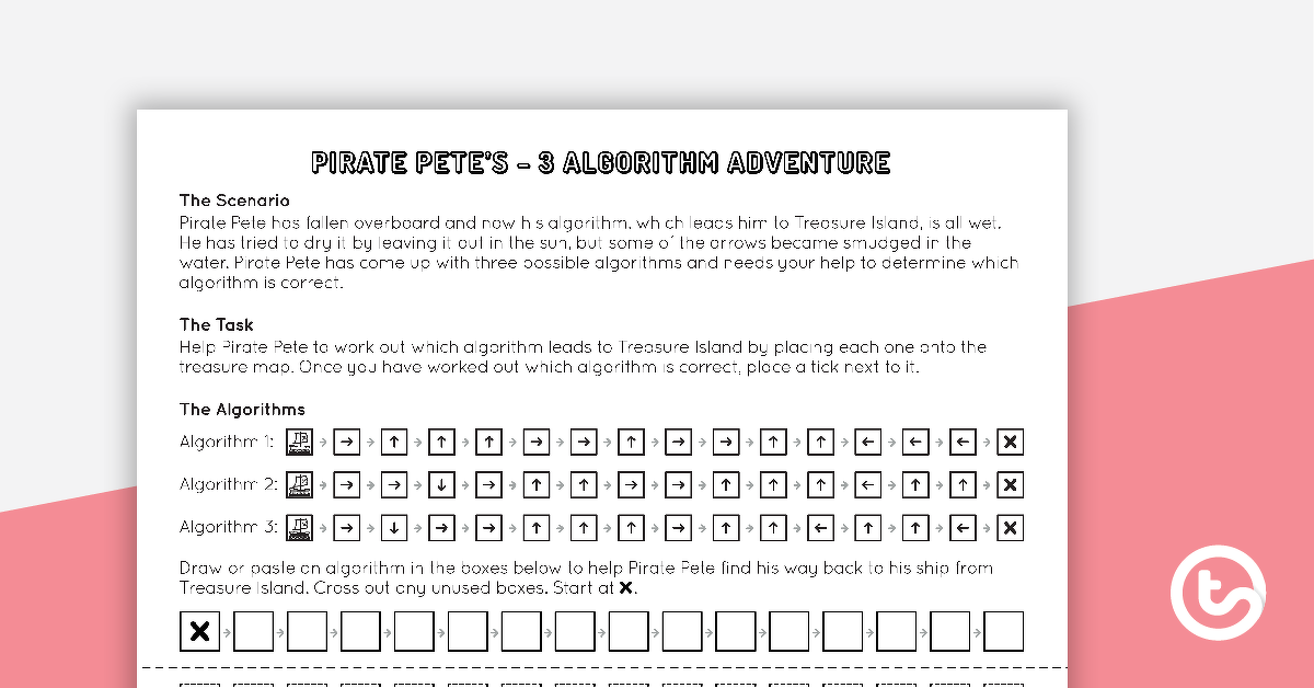 海盗皮特的三种算法任务的预览图像 - 教学资源