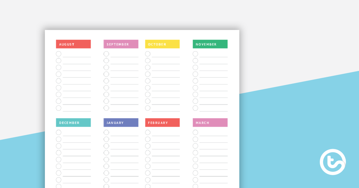 Preview image for Inspire Printable Teacher Planner – Key Dates Overview - teaching resource