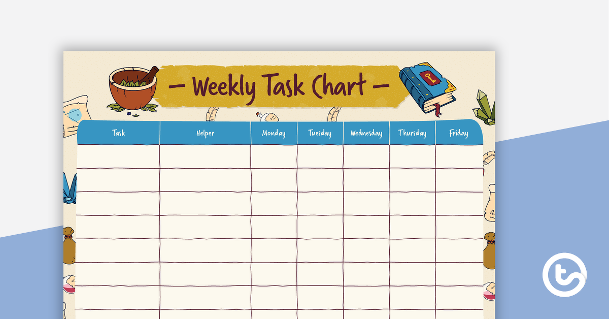 预览我age for Sorcerer Supplies – Weekly Task Chart - teaching resource