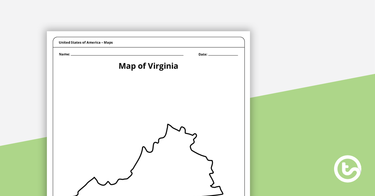 预览图像的地图弗吉尼亚模板-教学资源