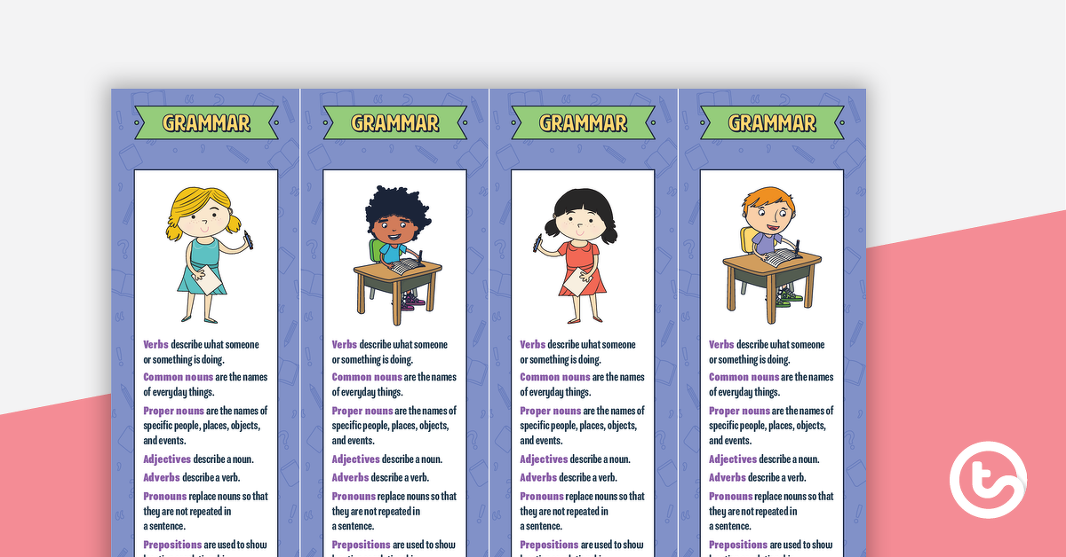 Preview image for Grammar Bookmarks – Upper Grades - teaching resource