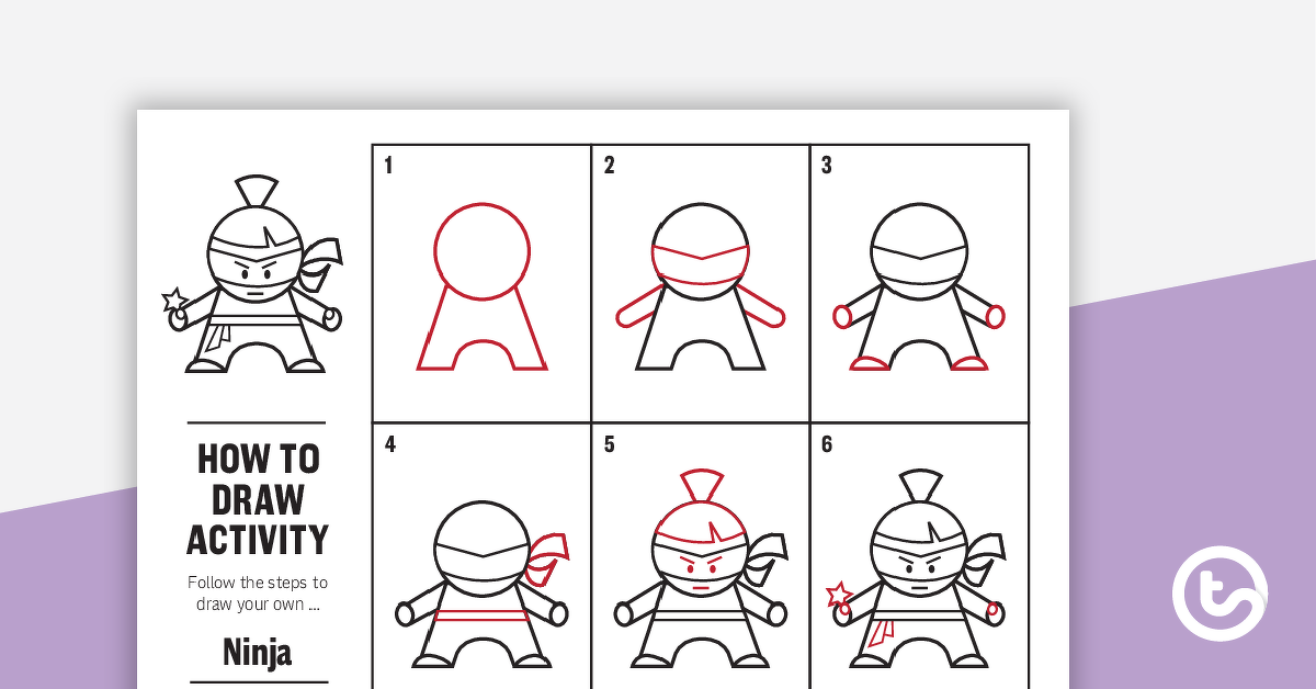 预览图像,如何为孩子们画一个忍者的女孩——任务卡——教学资源