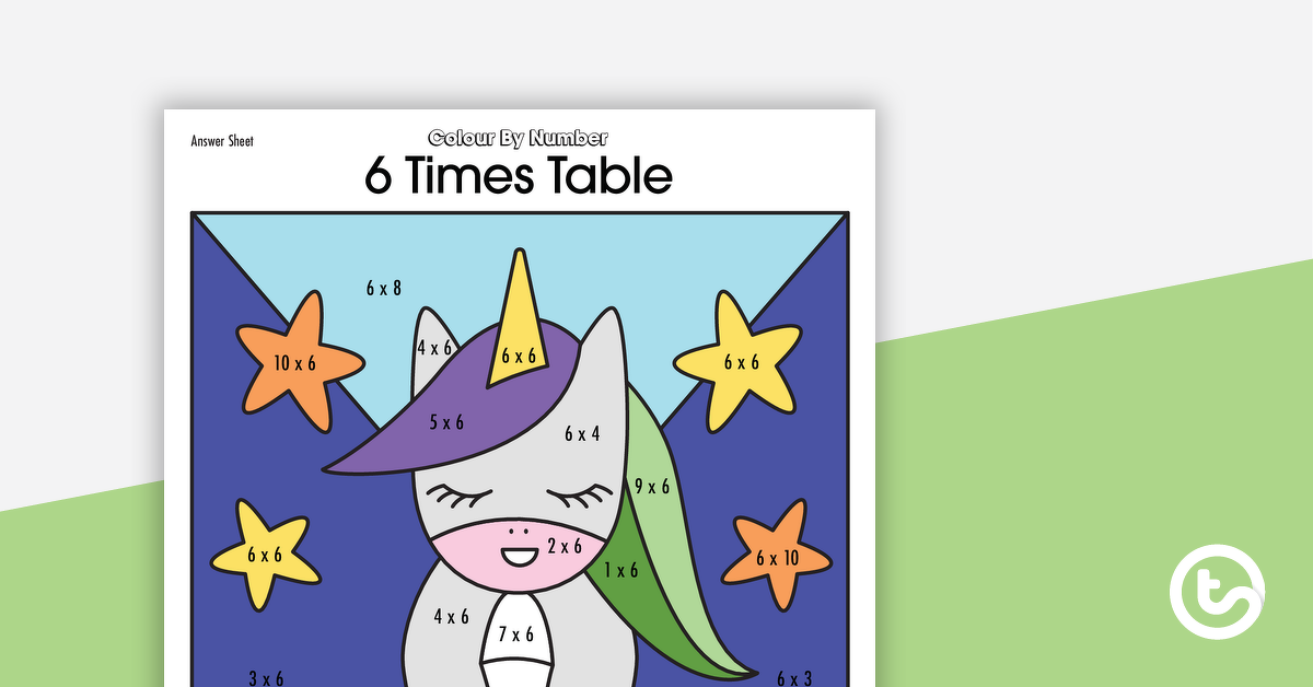 Preview image for Colour By Number Worksheet - 6 Times Tables - teaching resource