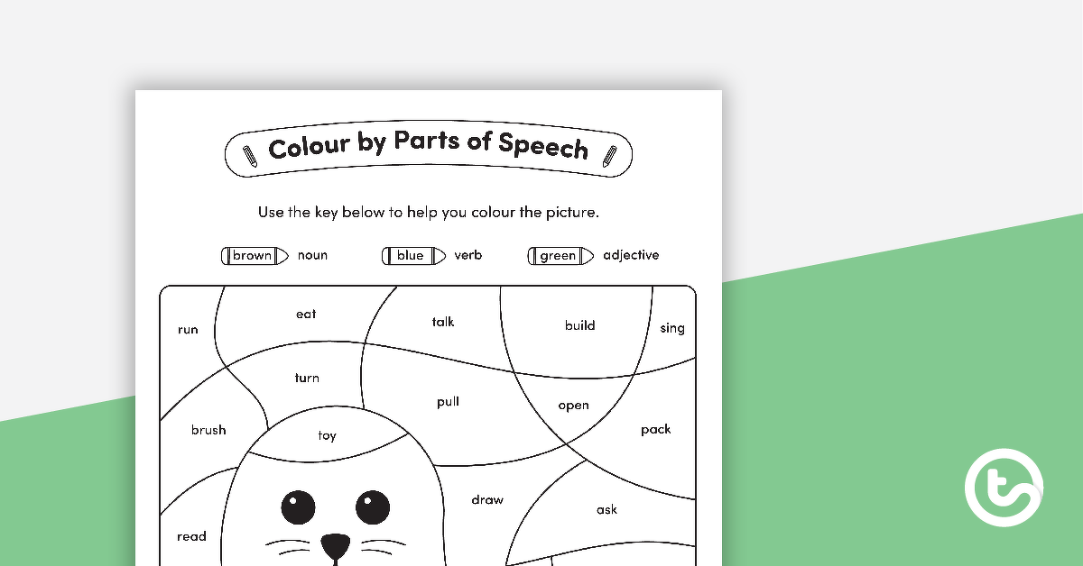 Preview image for Colour by Parts of Speech - Nouns, Verbs & Adjectives - Seal - teaching resource