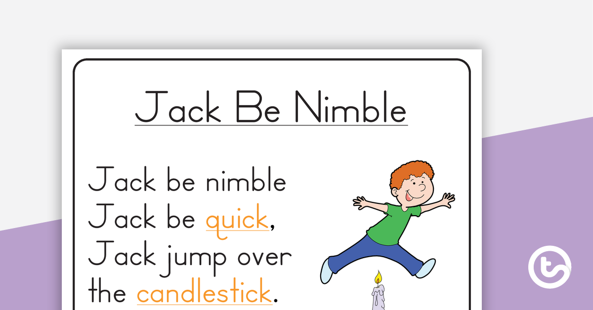 Preview image for Jack Be Nimble Nursery Rhyme - Poster and Cut-Out Pages - teaching resource