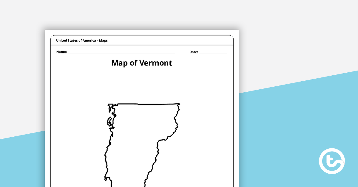 佛蒙特州模板地图的预览图像-教学资源