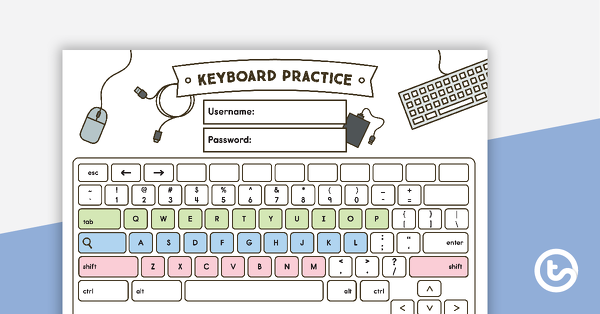 Preview image for Colour-Coded Computer Keyboard Template - teaching resource