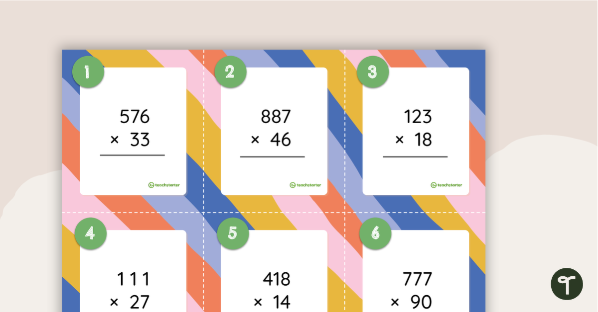 Preview image for 3-Digit by 2-Digit Multiplication Task Cards - teaching resource